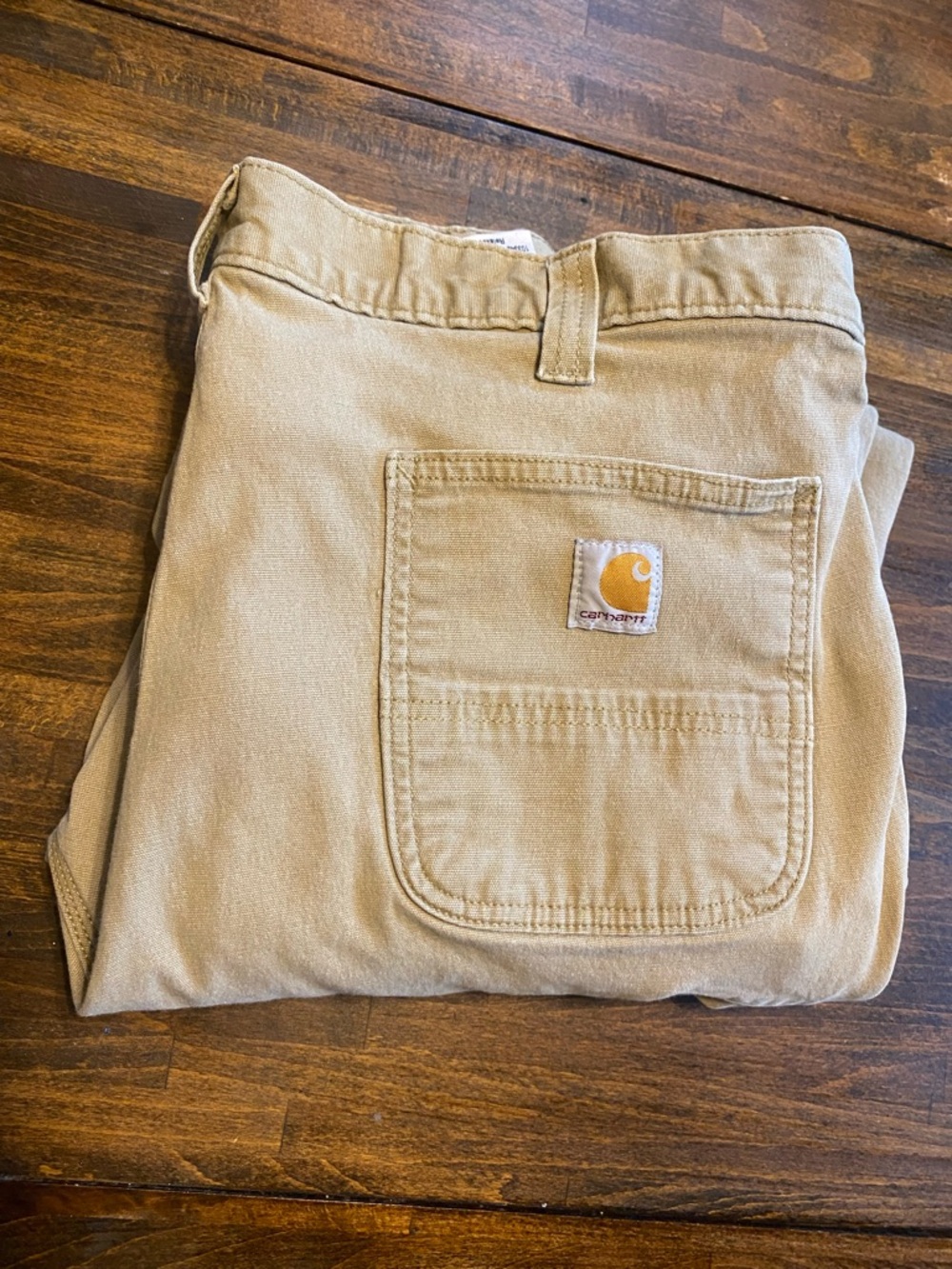 Men's Carhartt Fleece Lined Canvas Work Pants 38x32 Relaxed Fit Tan 103342-253